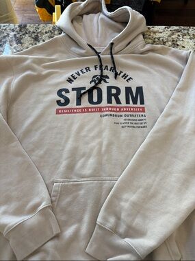Never Fear The Storm Graphic Hoodie - Beige